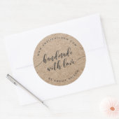 Rustieke Faux Kraft Relax Script Handgemaakt met L Ronde Sticker (Envelop)