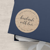 Rustieke Faux Kraft Relax Script Handgemaakt met L Ronde Sticker
