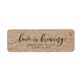 Rustieke Faux Kraft Script Liefde is Brouwen Bruil Etiket (Voorkant)
