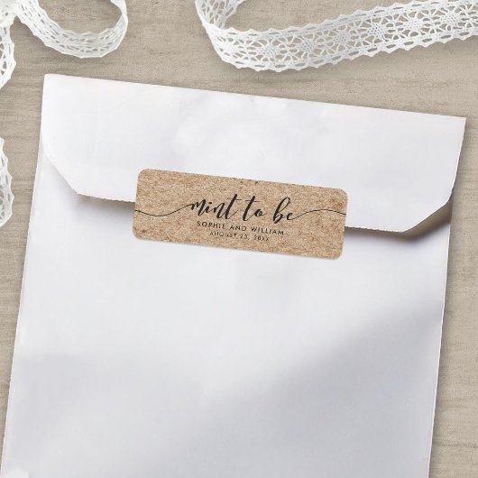 Rustieke Faux Kraft Script Mint to Be Wedding Labe Etiket