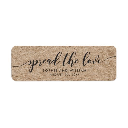 Rustieke Faux Kraft Verspreid het Love Wedding Lab Etiket (Voorkant)