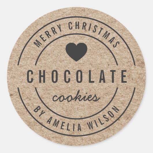 Rustieke Faux Kraft Zelfgemaakte Goederen Vrolijk  Ronde Sticker (Voorkant)