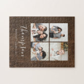 Rustieke Faux Schuur Hout Familie Fotocollage Legpuzzel (Horizontaal)