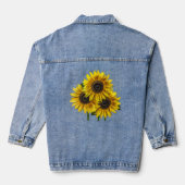 Rustieke Faux Waterverf Zonnebloemen Denim Jacket (Achterkant)