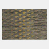 Rustieke Faux Wood Grain, Elegant Faux Gold "11th" Inpakpapier Vel (Voorkant 3)
