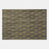 Rustieke Faux Wood Grain, Elegant Faux Gold "11th" Inpakpapier Vel (Voorkant 2)