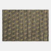 Rustieke Faux Wood Grain, Elegant Faux Gold "13th" Inpakpapier Vel (Voorkant 3)