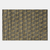 Rustieke Faux Wood Grain, Elegant Faux Gold "13th" Inpakpapier Vel (Voorkant)