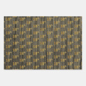 Rustieke Faux Wood Grain, Elegant Faux Gold "18th" Inpakpapier Vel (Voorkant 3)