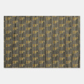 Rustieke Faux Wood Grain, Elegant Faux Gold "19th" Inpakpapier Vel (Voorkant 3)