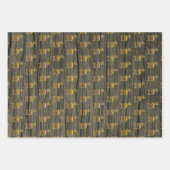 Rustieke Faux Wood Grain, Elegant Faux Gold "19th" Inpakpapier Vel (Voorkant)