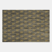 Rustieke Faux Wood Grain, Elegant Faux Gold "21st" Inpakpapier Vel (Voorkant 3)