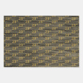 Rustieke Faux Wood Grain, Elegant Faux Gold "23rd" Inpakpapier Vel (Voorkant 3)
