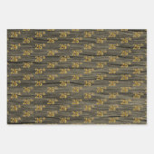 Rustieke Faux Wood Grain, Elegant Faux Gold "26th" Inpakpapier Vel (Voorkant 3)