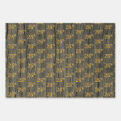 Rustieke Faux Wood Grain, Elegant Faux Gold "26th" Inpakpapier Vel (Voorkant)