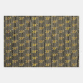 Rustieke Faux Wood Grain, Elegant Faux Gold "30th" Inpakpapier Vel (Voorkant 3)
