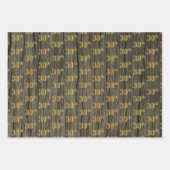 Rustieke Faux Wood Grain, Elegant Faux Gold "30th" Inpakpapier Vel (Voorkant)