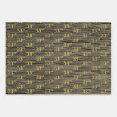 Rustieke Faux Wood Grain, Elegant Faux Gold "33rd" Inpakpapier Vel (Voorkant 3)