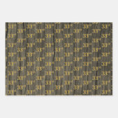 Rustieke Faux Wood Grain, Elegant Faux Gold "33rd" Inpakpapier Vel (Voorkant)