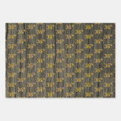 Rustieke Faux Wood Grain, Elegant Faux Gold "36th" Inpakpapier Vel (Voorkant)