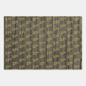 Rustieke Faux Wood Grain, Elegant Faux Gold "37th" Inpakpapier Vel (Voorkant 3)