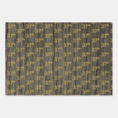 Rustieke Faux Wood Grain, Elegant Faux Gold "37th" Inpakpapier Vel (Voorkant)
