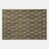 Rustieke Faux Wood Grain, Elegant Faux Gold "38th" Inpakpapier Vel (Voorkant 2)