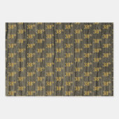 Rustieke Faux Wood Grain, Elegant Faux Gold "38th" Inpakpapier Vel (Voorkant)