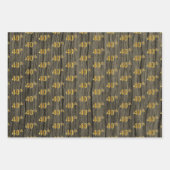 Rustieke Faux Wood Grain, Elegant Faux Gold "40th" Inpakpapier Vel (Voorkant 3)