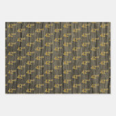 Rustieke Faux Wood Grain, Elegant Faux Gold "42nd" Inpakpapier Vel (Voorkant 3)