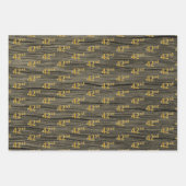 Rustieke Faux Wood Grain, Elegant Faux Gold "42nd" Inpakpapier Vel (Voorkant 2)