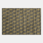 Rustieke Faux Wood Grain, Elegant Faux Gold "43rd" Inpakpapier Vel (Voorkant 3)
