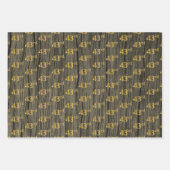 Rustieke Faux Wood Grain, Elegant Faux Gold "43rd" Inpakpapier Vel (Voorkant)