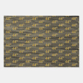 Rustieke Faux Wood Grain, Elegant Faux Gold "44th" Inpakpapier Vel (Voorkant 2)