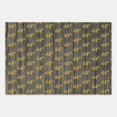 Rustieke Faux Wood Grain, Elegant Faux Gold "44th" Inpakpapier Vel (Voorkant)