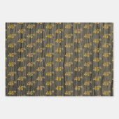 Rustieke Faux Wood Grain, Elegant Faux Gold "46th" Inpakpapier Vel (Voorkant 3)