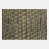 Rustieke Faux Wood Grain, Elegant Faux Gold "47th" Inpakpapier Vel (Voorkant 3)