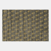 Rustieke Faux Wood Grain, Elegant Faux Gold "47th" Inpakpapier Vel (Voorkant)