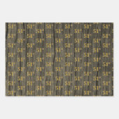 Rustieke Faux Wood Grain, Elegant Faux Gold "51st" Inpakpapier Vel (Voorkant)