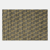 Rustieke Faux Wood Grain, Elegant Faux Gold "52nd" Inpakpapier Vel (Voorkant)