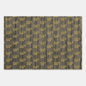 Rustieke Faux Wood Grain, Elegant Faux Gold "56th" Inpakpapier Vel (Voorkant 3)