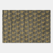 Rustieke Faux Wood Grain, Elegant Faux Gold "56th" Inpakpapier Vel (Voorkant)