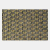 Rustieke Faux Wood Grain, Elegant Faux Gold "59th" Inpakpapier Vel (Voorkant)