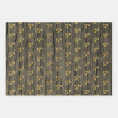 Rustieke Faux Wood Grain, Elegant Faux Gold "5th" Inpakpapier Vel (Voorkant)