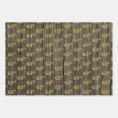 Rustieke Faux Wood Grain, Elegant Faux Gold "60th" Inpakpapier Vel (Voorkant 3)