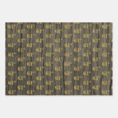 Rustieke Faux Wood Grain, Elegant Faux Gold "61st" Inpakpapier Vel (Voorkant 3)