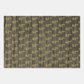Rustieke Faux Wood Grain, Elegant Faux Gold "62nd" Inpakpapier Vel (Voorkant)