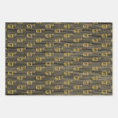 Rustieke Faux Wood Grain, Elegant Faux Gold "63rd" Inpakpapier Vel (Voorkant 3)