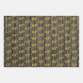 Rustieke Faux Wood Grain, Elegant Faux Gold "68th" Inpakpapier Vel (Voorkant 3)