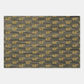 Rustieke Faux Wood Grain, Elegant Faux Gold "68th" Inpakpapier Vel (Voorkant 2)
